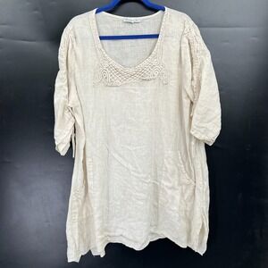 Un Coeur en Ete 100% linen lagenlook Mori Ke boho chic quiet luxury artsy top 1x